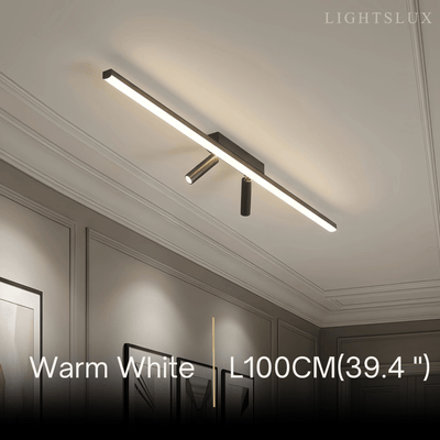 Lámpara de techo lineal minimalista Arcato – Estructura de metal negro para salón/dormitorio