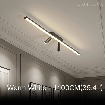 Arcato Minimalist Linear Ceiling Light – Black Metal Fixture for Living Room/Bedroom