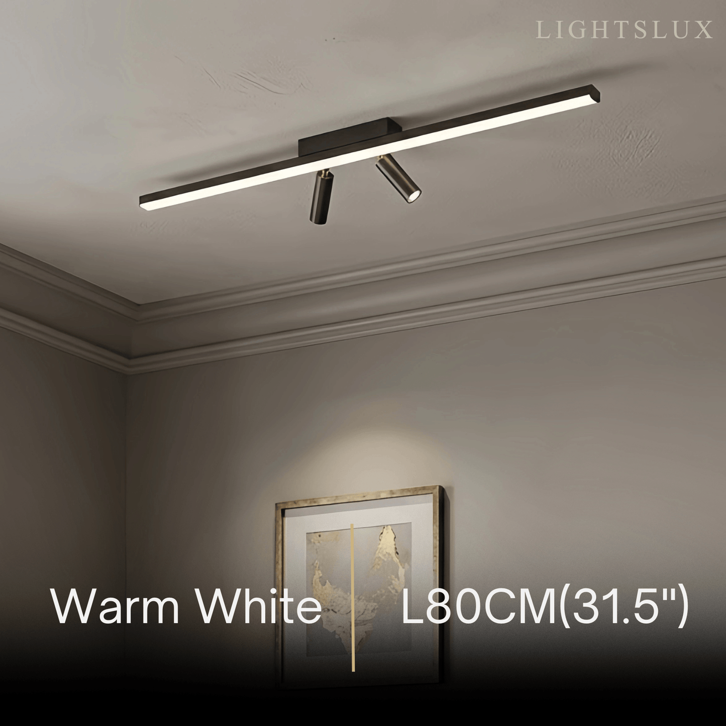 Arcato Minimalist Linear Ceiling Light – Black Metal Fixture for Living Room/Bedroom