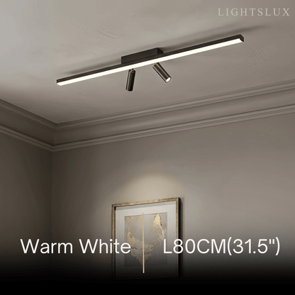 Arcato Minimalist Linear Ceiling Light – Black Metal Fixture for Living Room/Bedroom