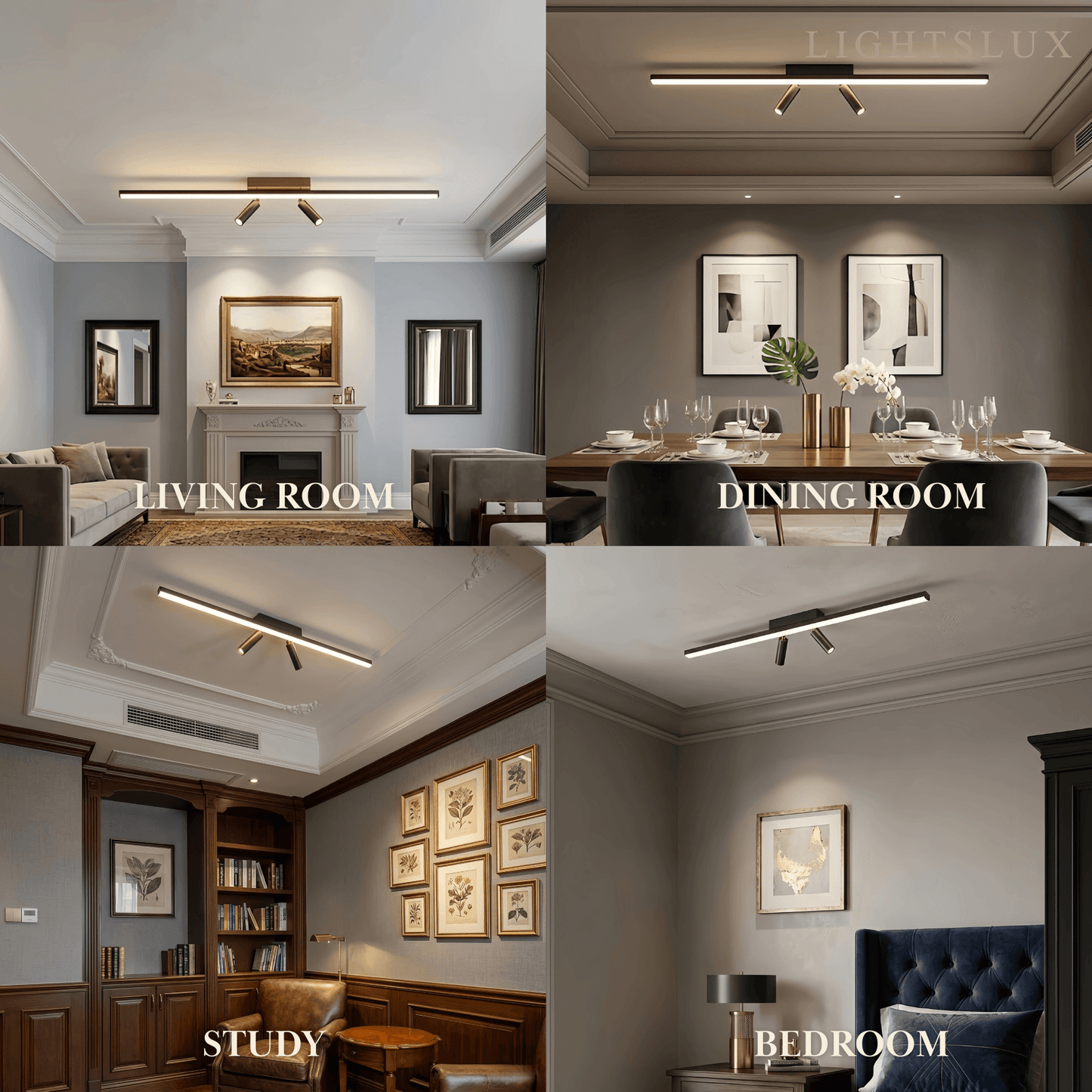 Arcato Minimalist Linear Ceiling Light – Black Metal Fixture for Living Room/Bedroom