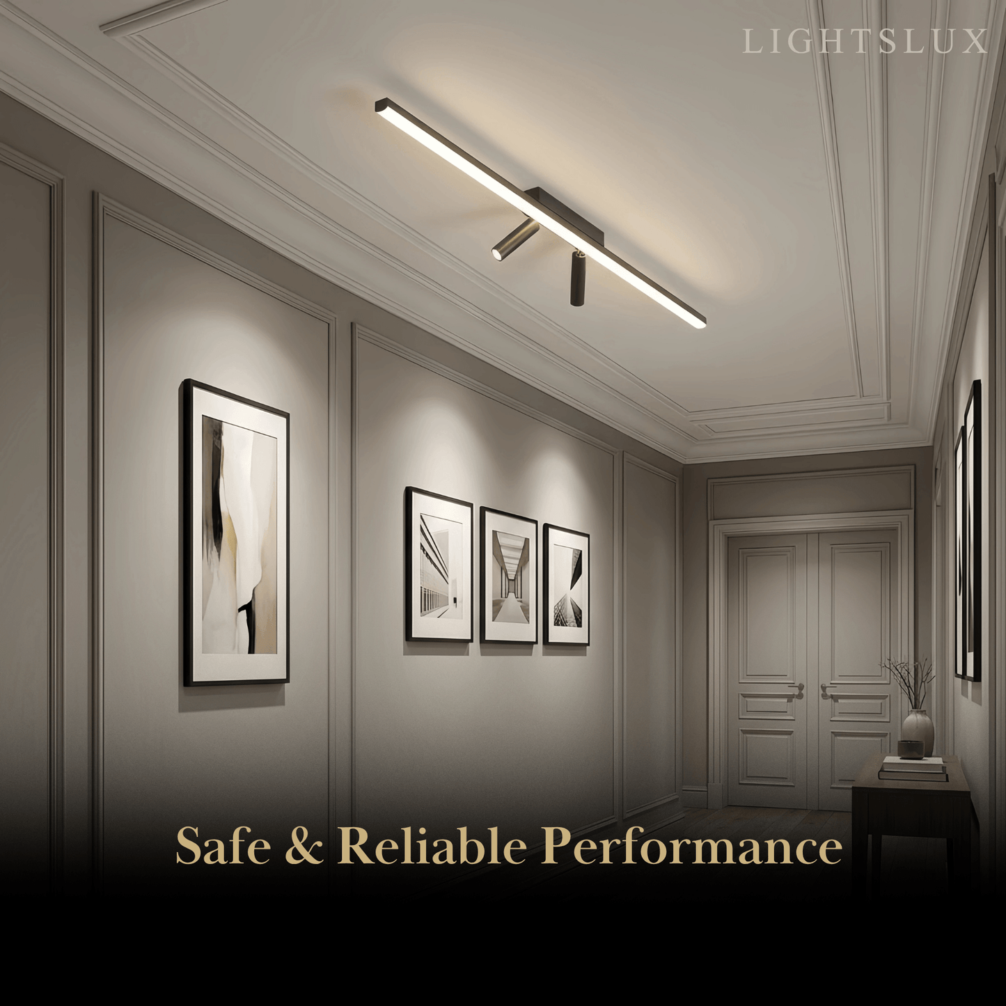 Arcato Minimalist Linear Ceiling Light – Black Metal Fixture for Living Room/Bedroom