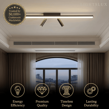 Arcato Minimalist Linear Ceiling Light – Black Metal Fixture for Living Room/Bedroom