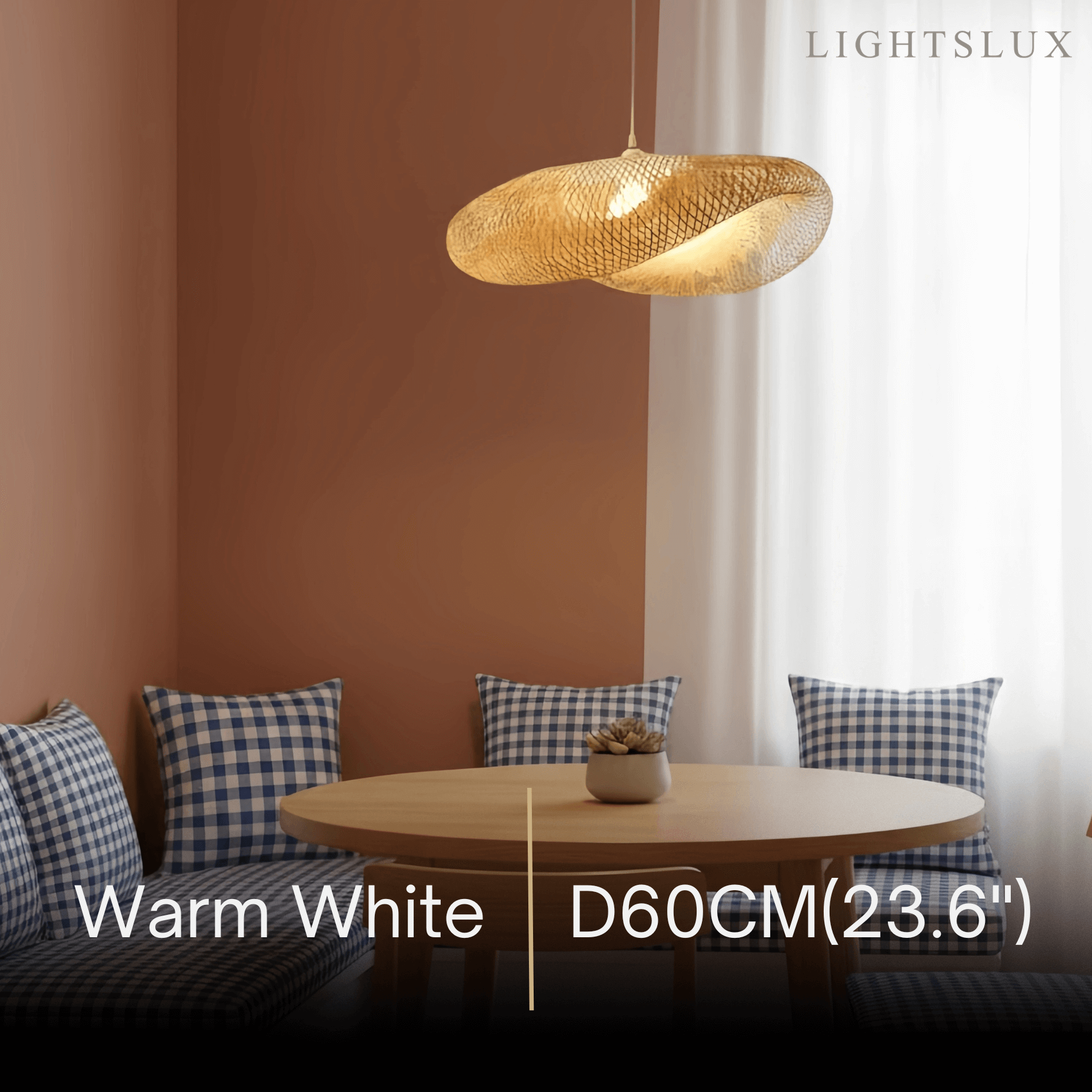 Bamburo Natural Bamboo Pendant Light – Irregular Wood Design for Dining Room