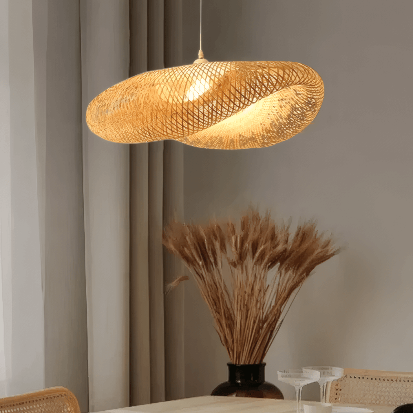 Natural Woven Pendant Light Dining Area