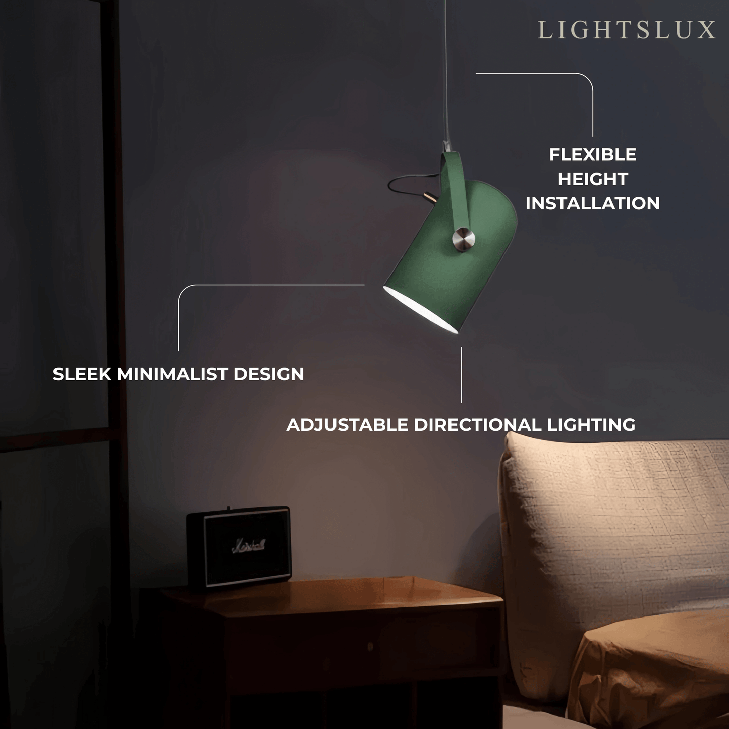 Morandia Modern Pendant Light – Angle-Adjustable Metal Fixture for Bedroom