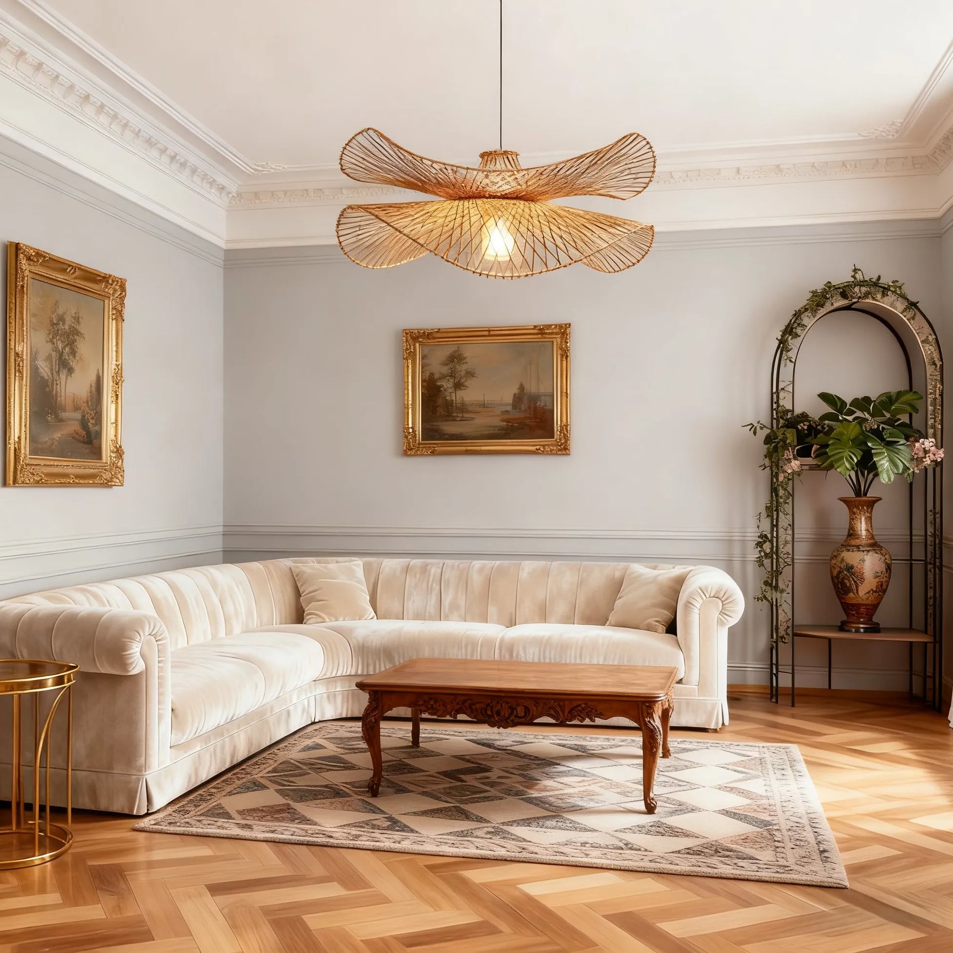  Natural Rattan Pendant Light – Handwoven Bamboo