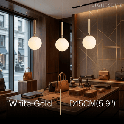 Modern Gold Pendant Light – Globular Glass/Metal Fixture