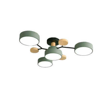Arcato Modern Round Metal Ceiling Light - Multi-Head in Gray/Green/White for Living Room