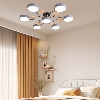 Modern Round Gray Ceiling Light for Living Room 7 Heads