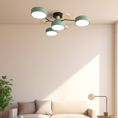 Modern Round Green Ceiling Light for Living Room 4 Heads