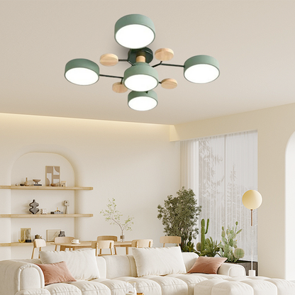 Modern Round Green Ceiling Light for Living Room 5 Heads