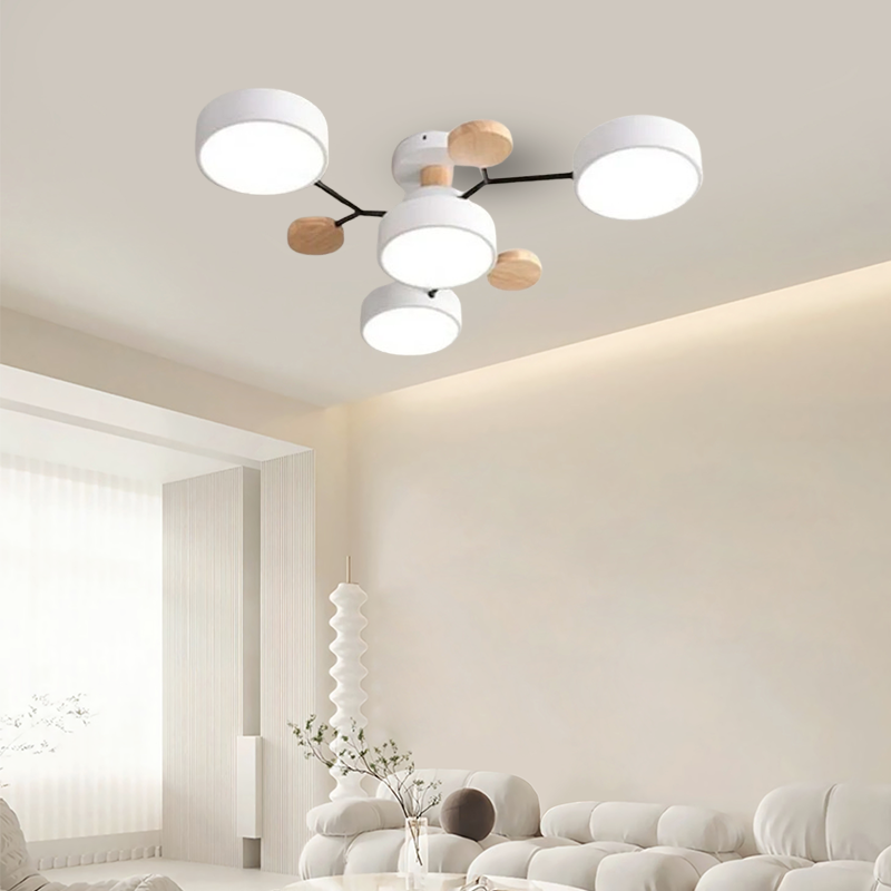 Modern Round White Ceiling Light for Living Room 4 Heads