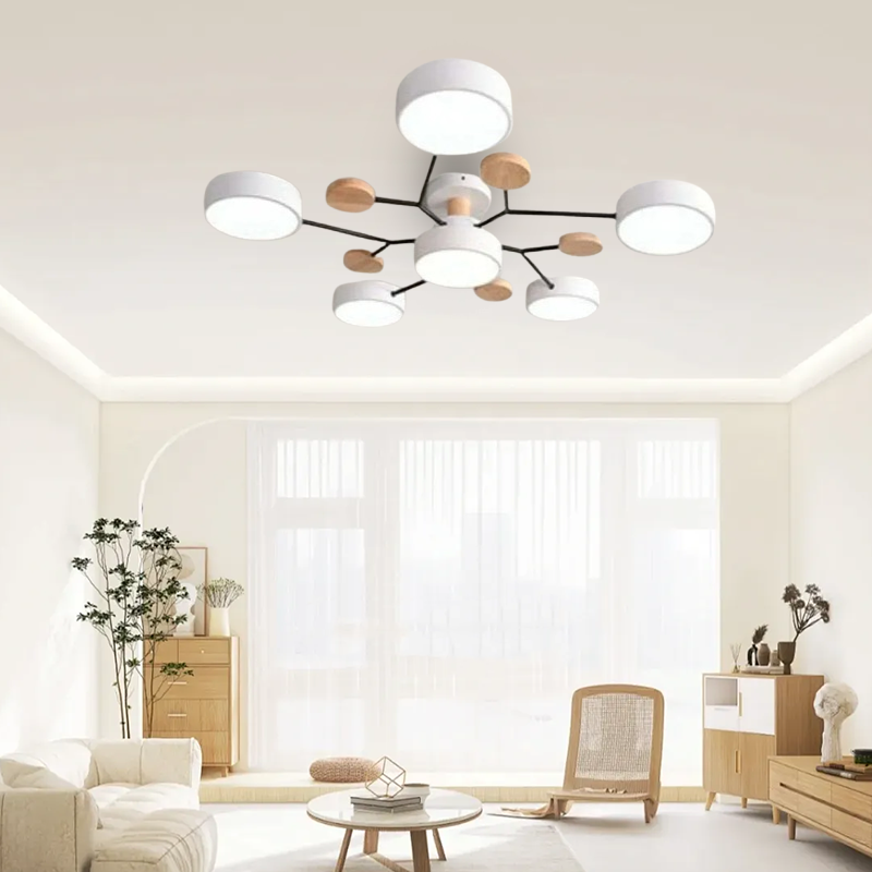 Modern Round White Ceiling Light for Living Room 6 Heads