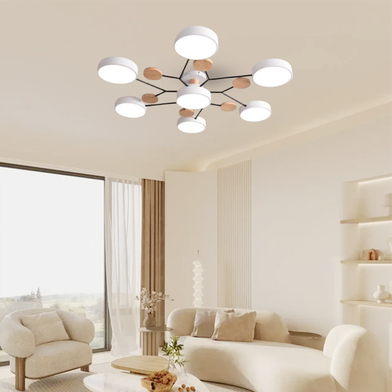 Modern Round White Ceiling Light for Living Room 7 Heads