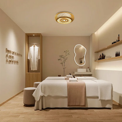  Bamboo Ceiling Light — Round Rattan Woven & LED 