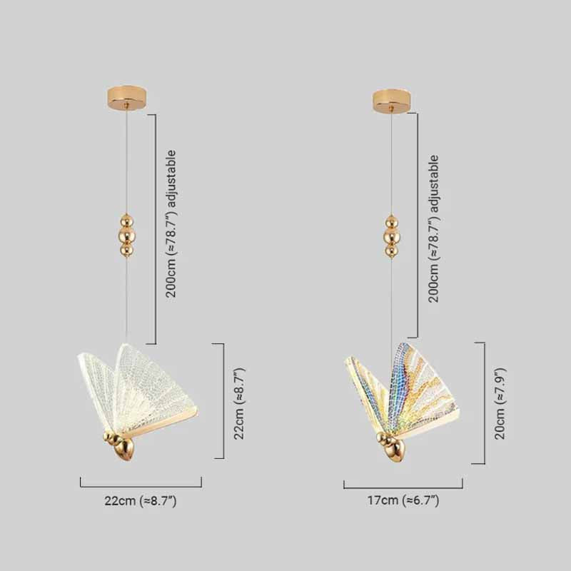 Art Deco Butterfly Pendant Light Dimension