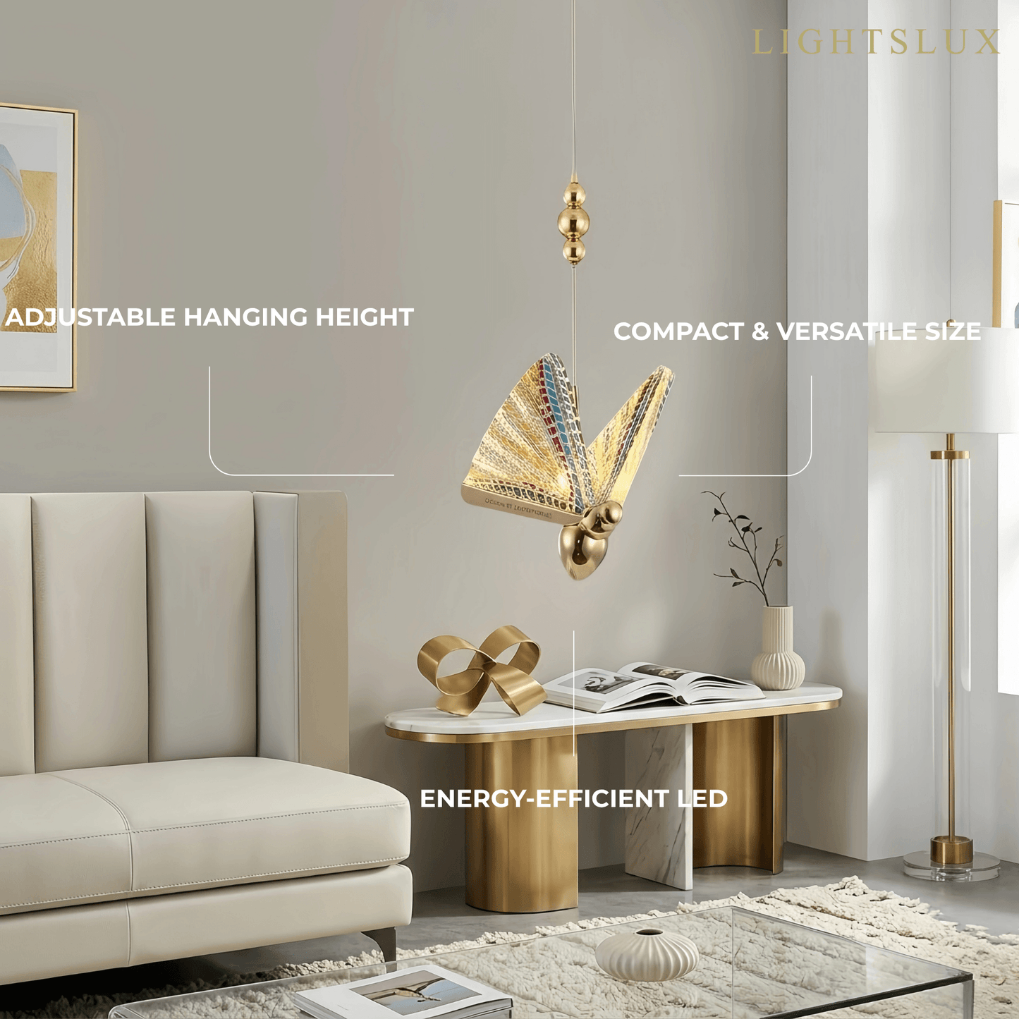 Vivara Art Deco Butterfly Pendant Light