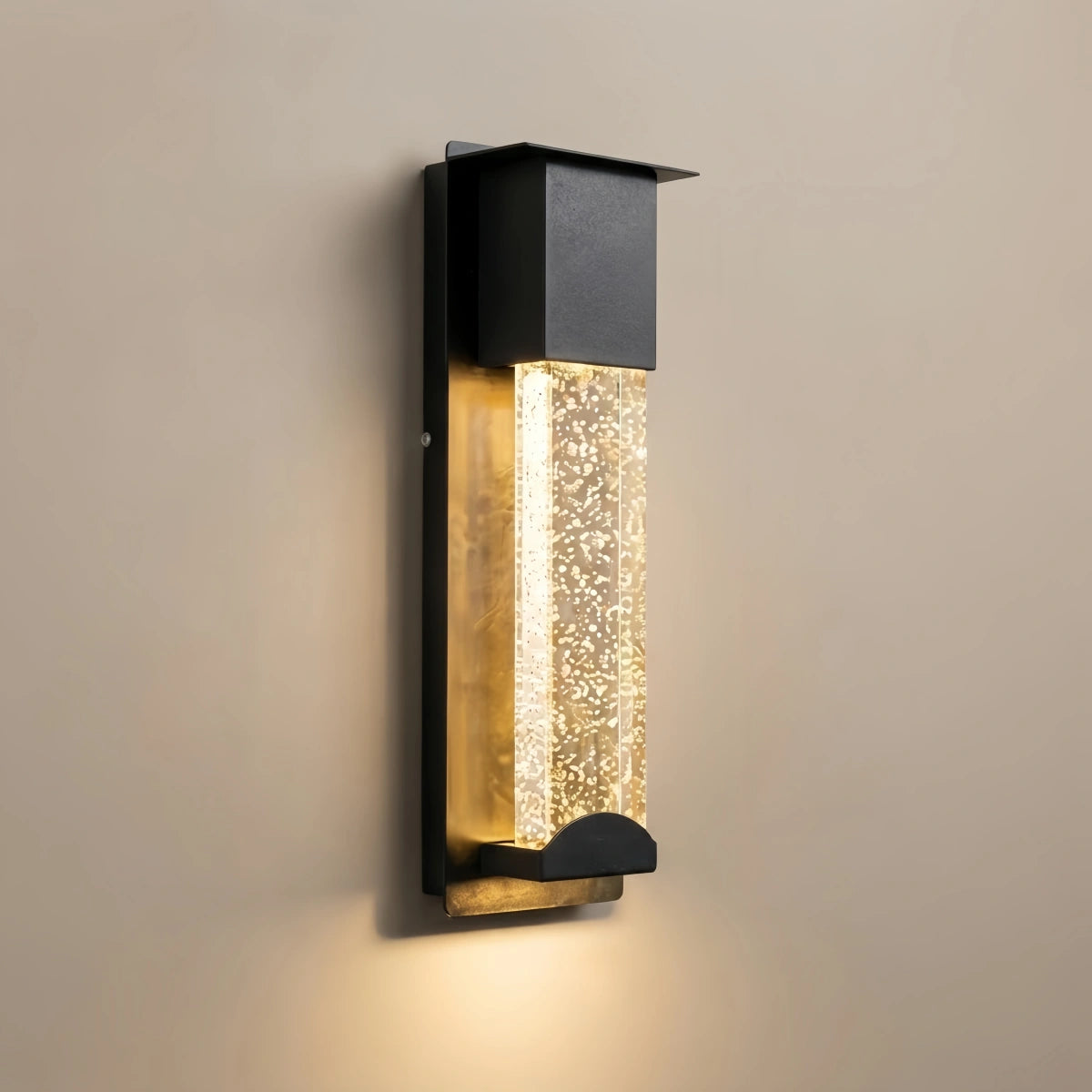 Arcato Modern Rectangle Outdoor Wall Lamp - Black Metal/Acrylic for Patio