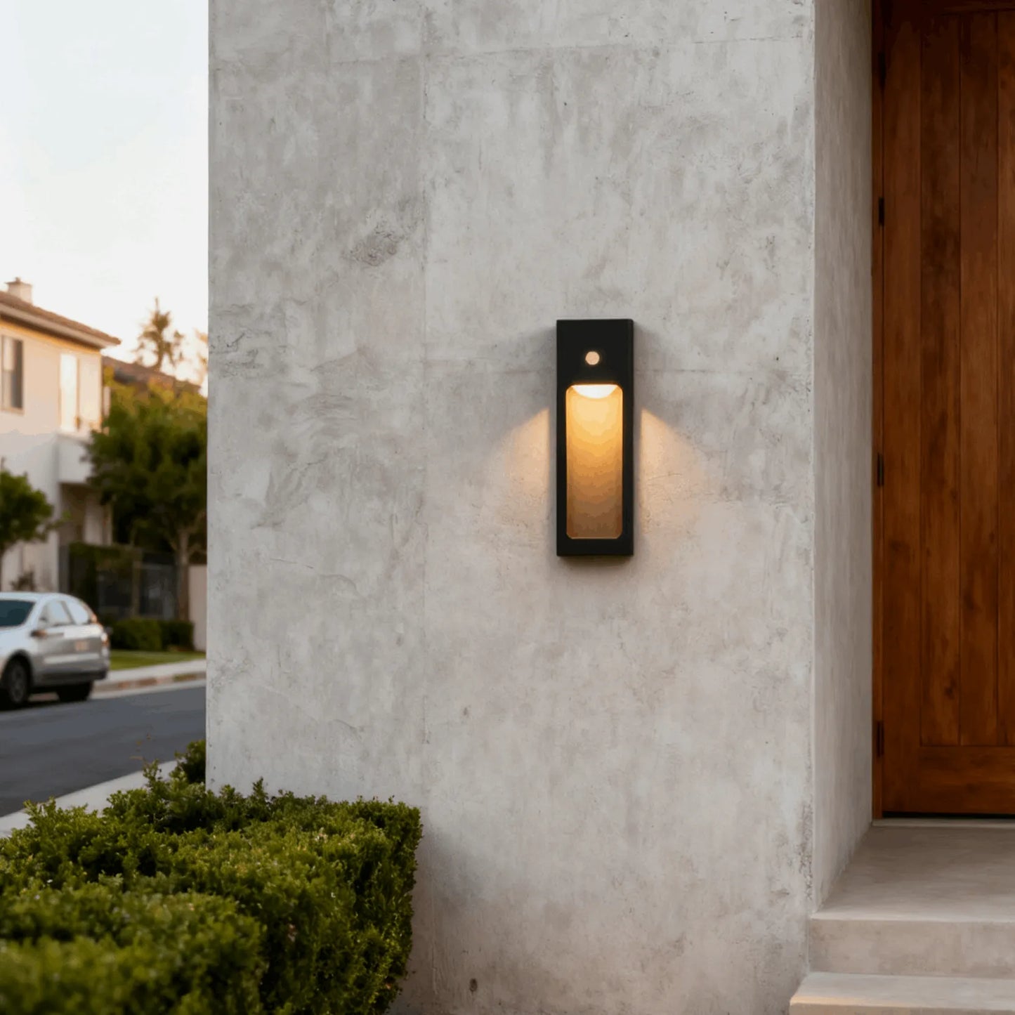 Moderne Irondale Außenwandleuchte – Metalllaterne mit Sensor für die Außenwand