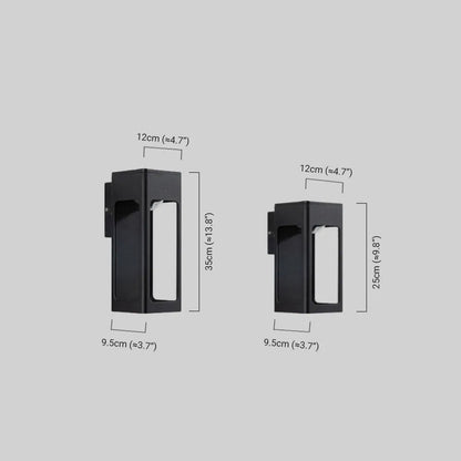 Modern Black Rectangular Outdoor Wall Lamp With Large and Small Size