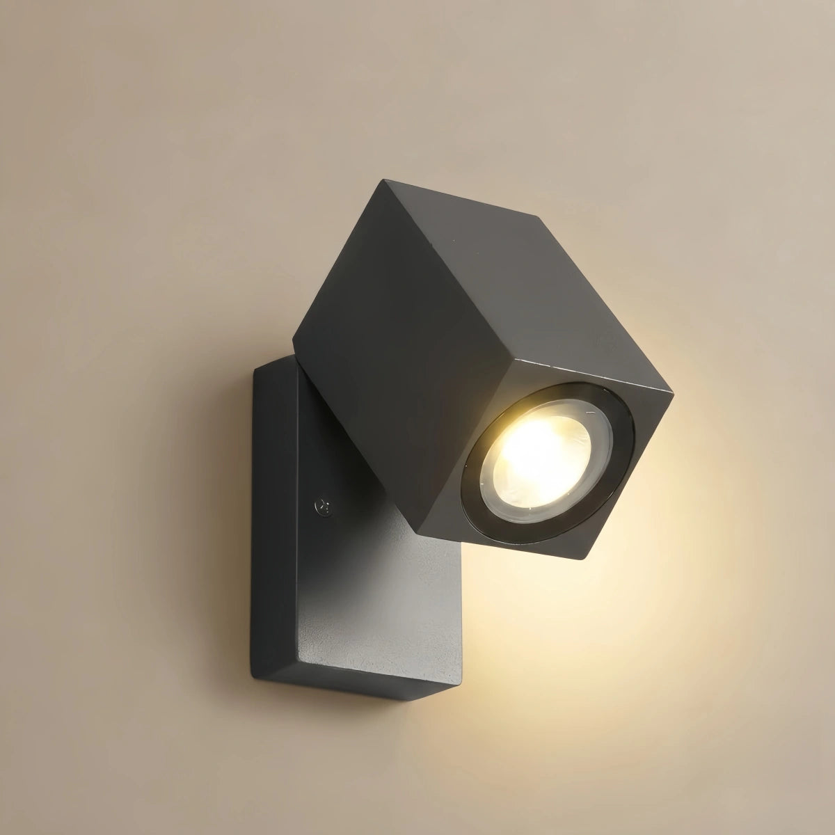Arcato Modern Rotatable Square Wall Lamp - Black Metal for Outdoor Garden