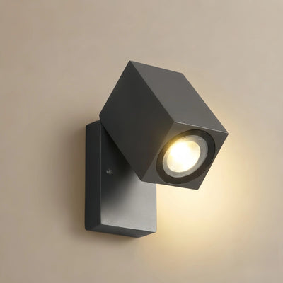 Arcato Modern Rotatable Square Wall Lamp - Black Metal for Outdoor Garden