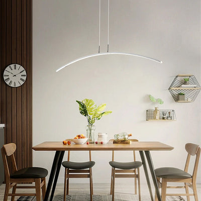 Pendant Light — Black & White Curved Metal for Dining Room