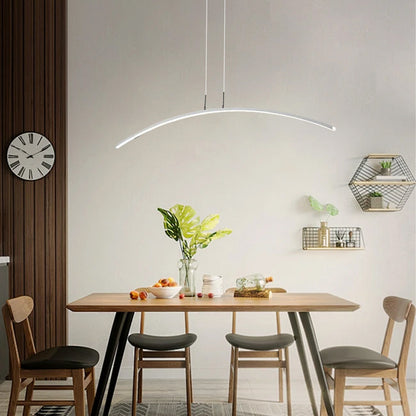 Pendant Light — Black & White Curved Metal for Dining Room