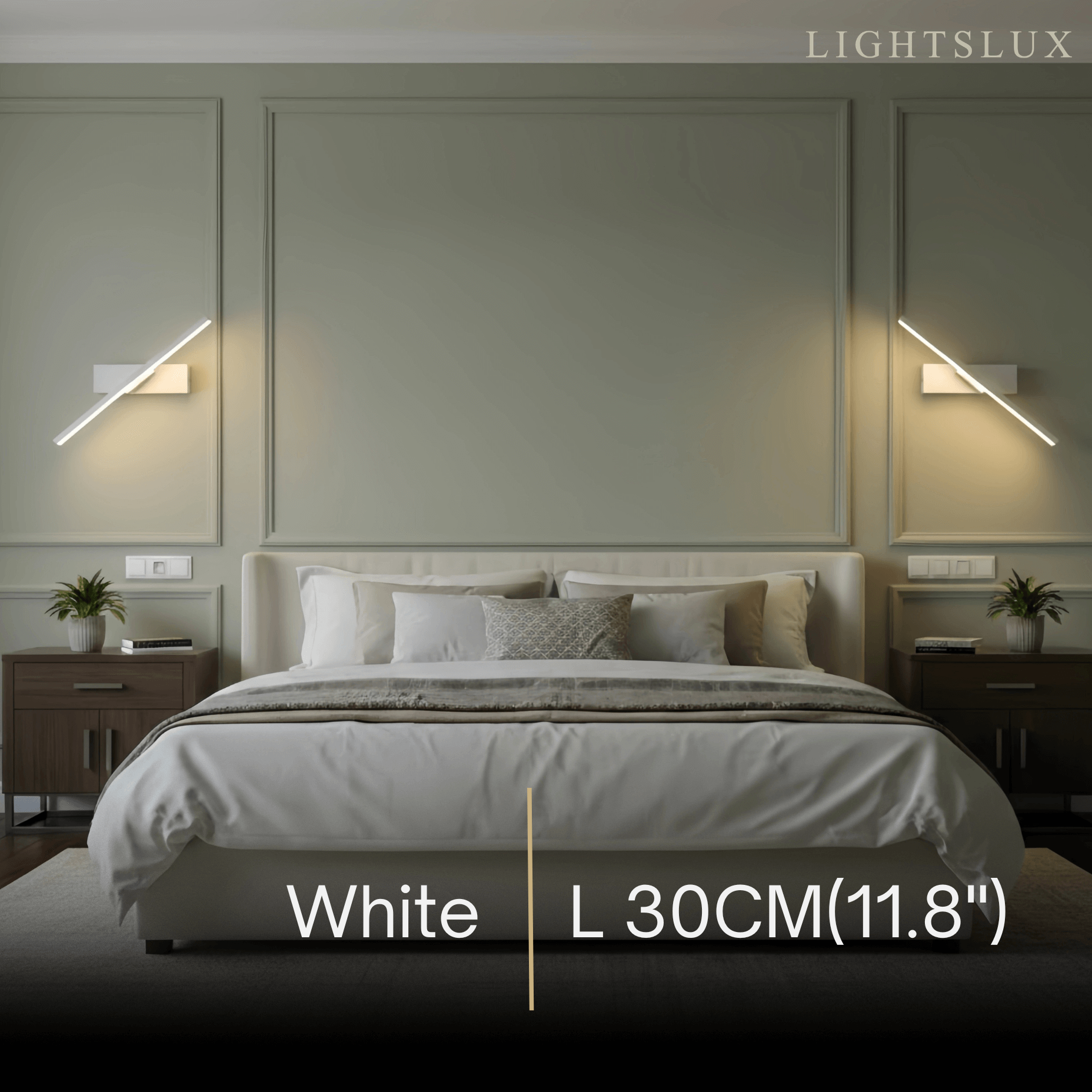 Arcato Modern Linear Wall Lamp – Black/White Metal Fixture for Bedroom