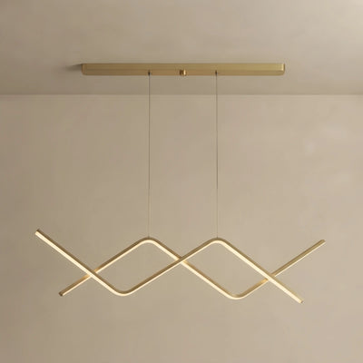  Metal Pendant Light - Black/Gold Double Curve for Dining Room