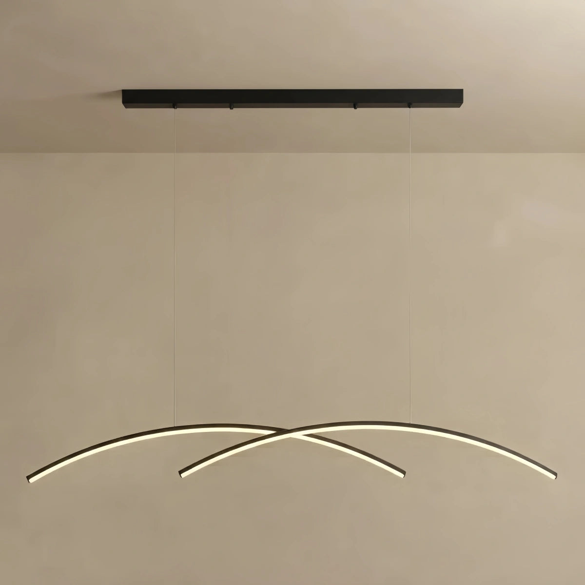 Pendant Light - Black/Gold Double Curve for Dining Room