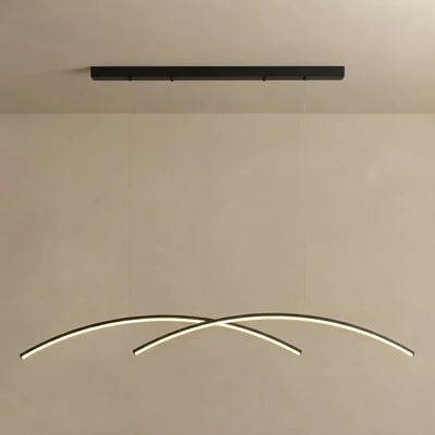 Pendant Light - Black/Gold Double Curve for Dining Room
