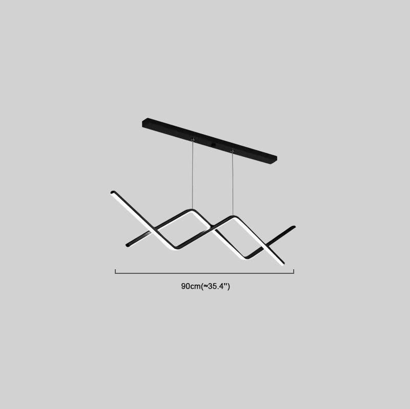 Minimalist Metal Pendant Light - Black/Gold Double Curve for Dining Room