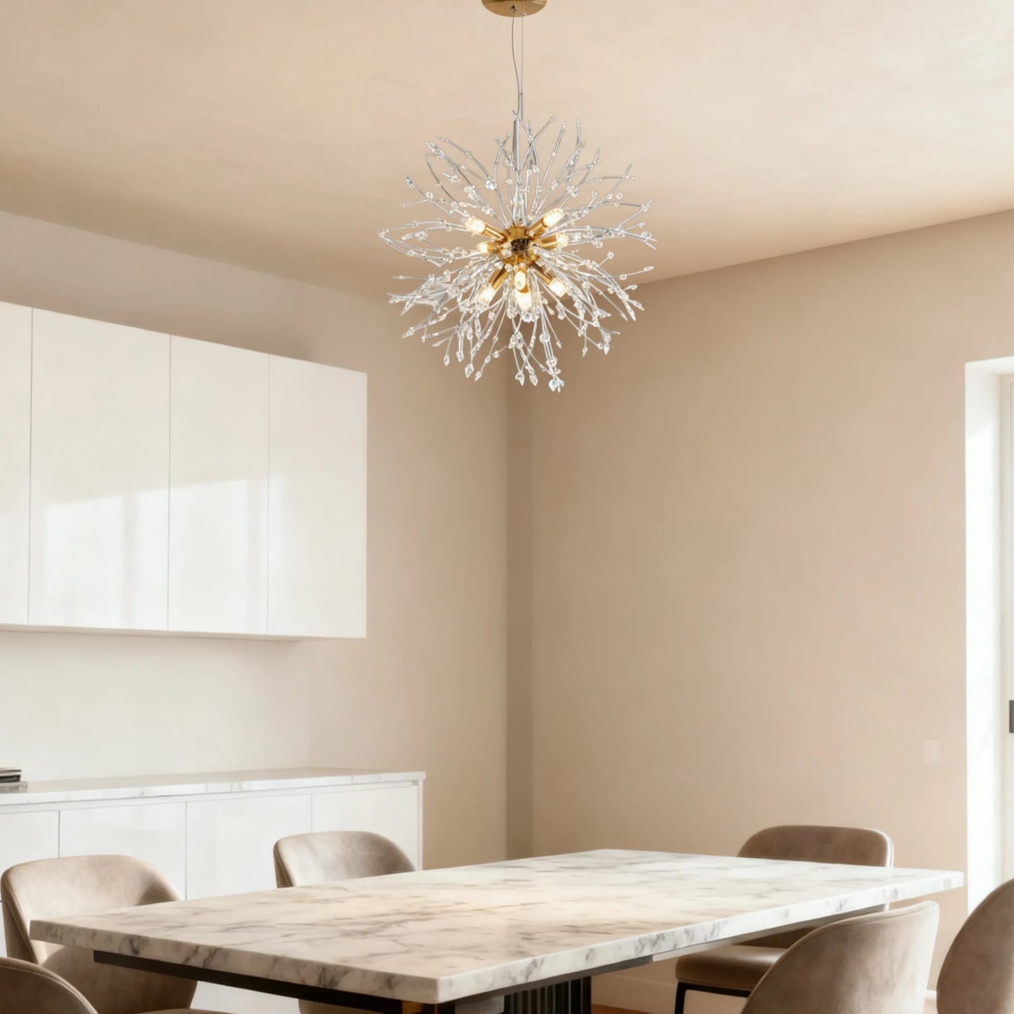 Chandelier – Gold Chrome Ceiling Light for Dining Room