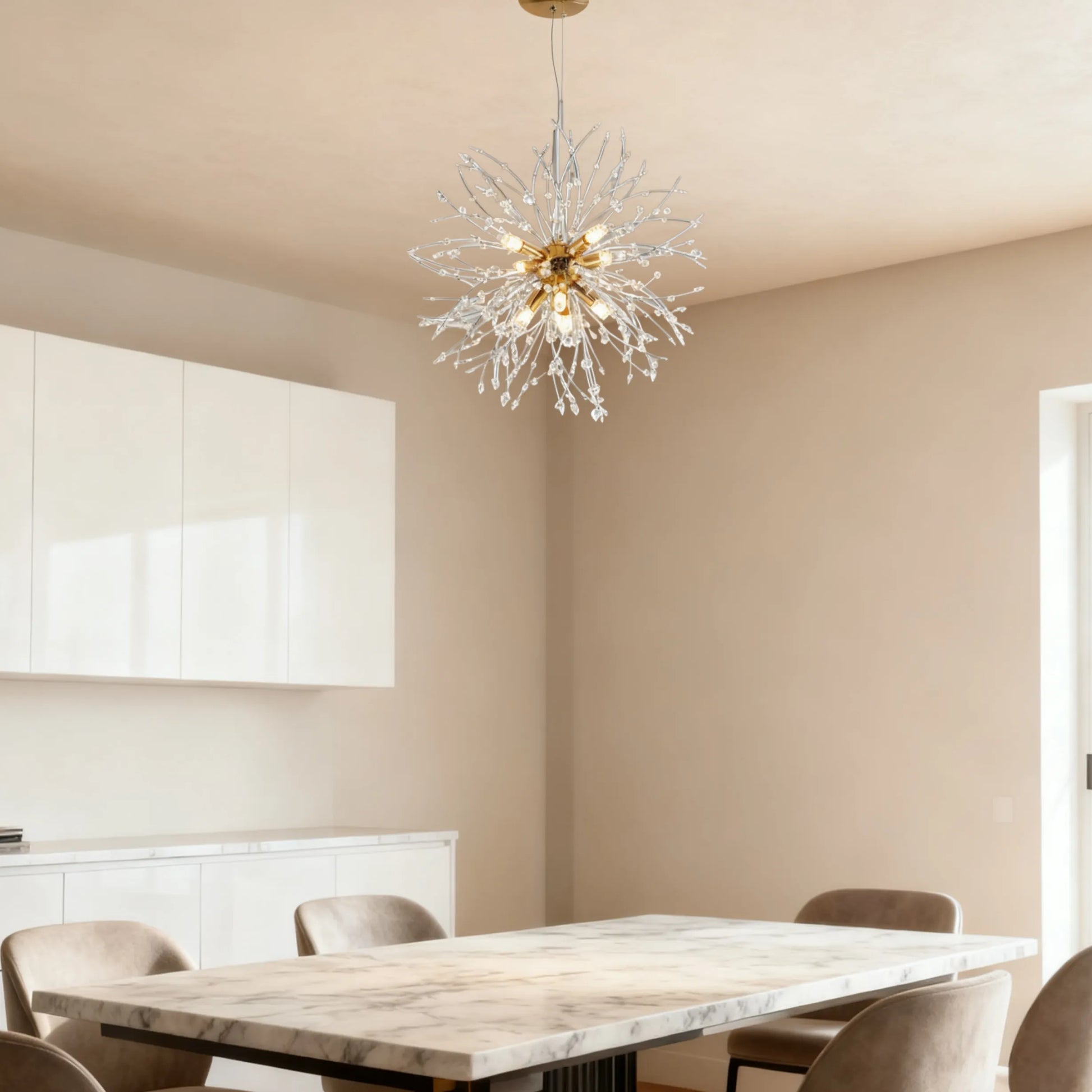 Chandelier – Gold Chrome Ceiling Light for Dining Room