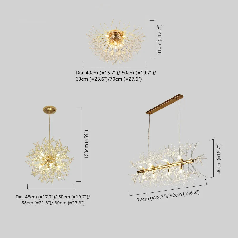 Chandelier – Gold Chrome Ceiling Light for Dining Room