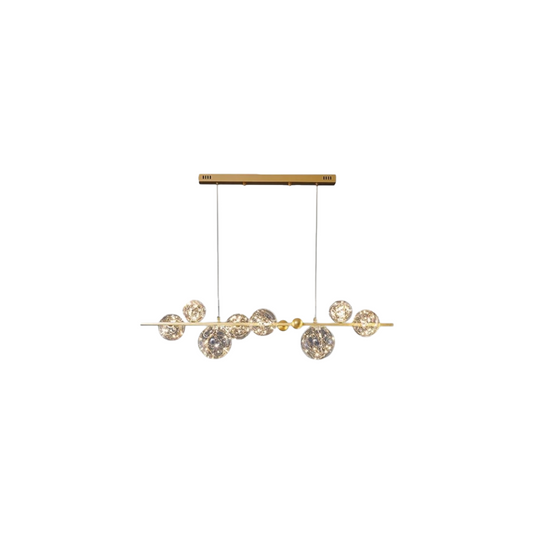 Nebula Modern Bubble Chandelier – Gold/Black Metal with Clear Crystal Glass for Kitchen