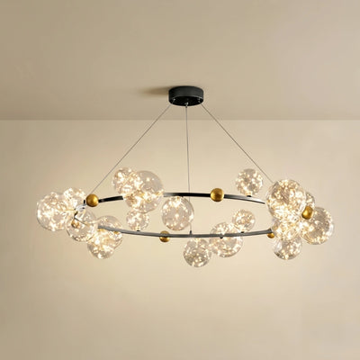 Bubble Chandelier – Black Metal with Clear Crystal Glass for Kitchen
