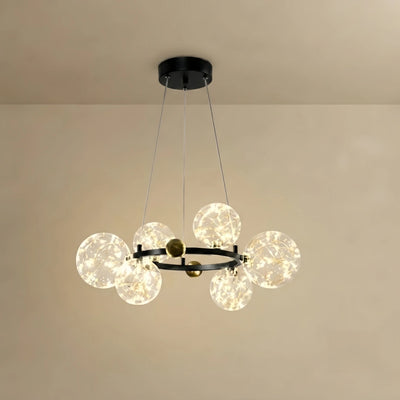 Bubble Chandelier – Gold/Black Metal with Clear Crystal Glass for Kitchen