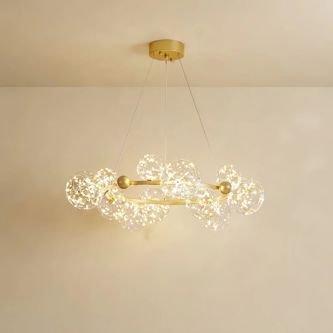 Bubble Chandelier – Gold/ Metal with Clear Crystal Glass for Kitchen