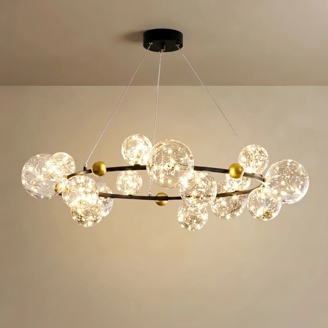 Bubble Chandelier – Black Metal with Clear Crystal Glass 