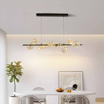 Modern bubble pendant light above the table