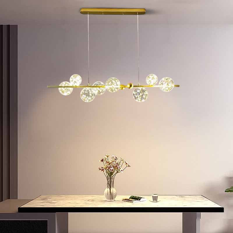 Nebula Modern Bubble Chandelier – Gold/Black Metal with Clear Crystal Glass for Kitchen