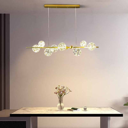 Nebula Modern Bubble Chandelier – Gold/Black Metal with Clear Crystal Glass for Kitchen