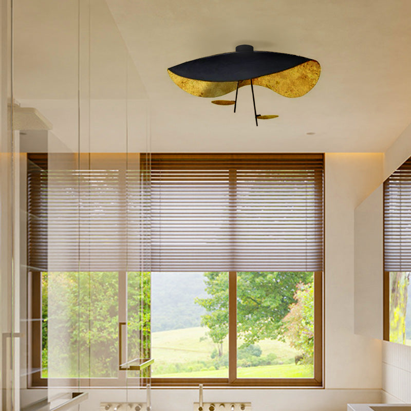 Modern Black-Gold Ceiling Light Saucer-Shaped Dining Room