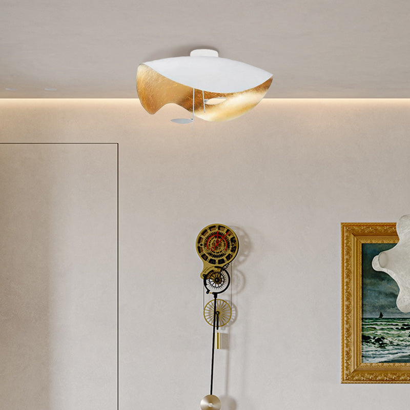 Modern White-Gold Ceiling Light Saucer-Shaped Bedroom