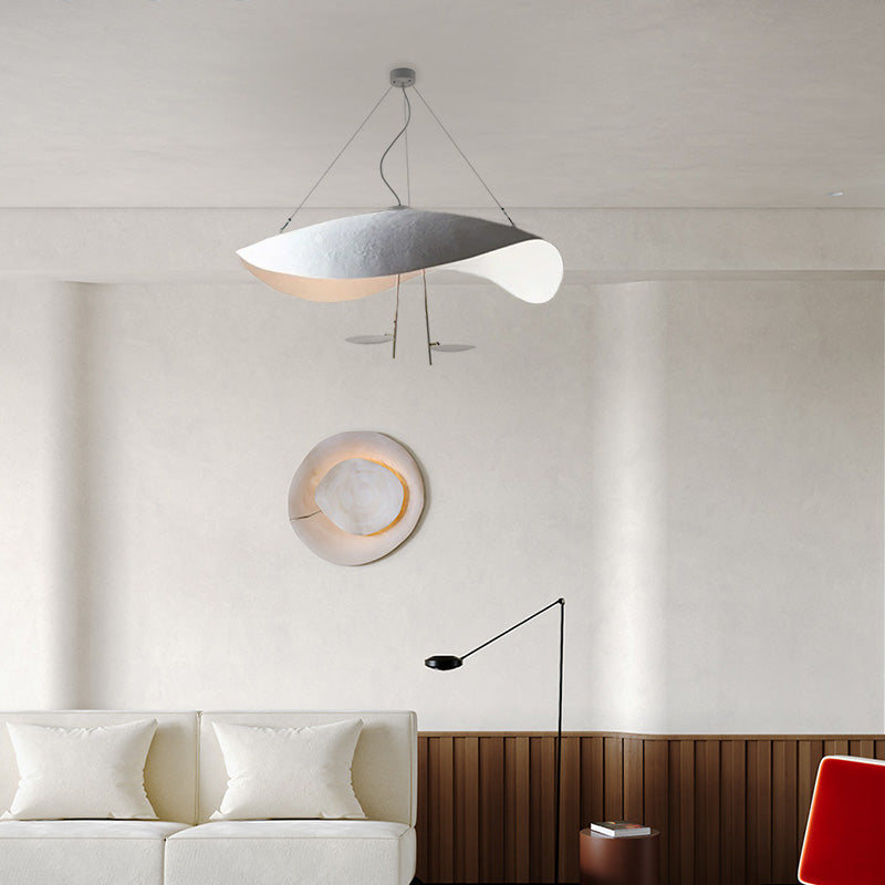 Modern White Ceiling Light Saucer-Shaped Living Room 2 Head