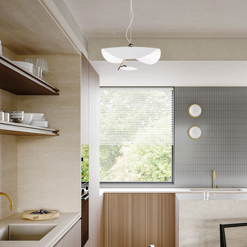 Modern White Pendant Light Saucer-Shaped Kitchen