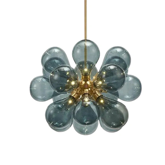 Morandia Art Deco Bubble Chandelier – Blue/Purple/White Glass for Living Room